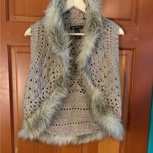 INC wool, angora, fur vest